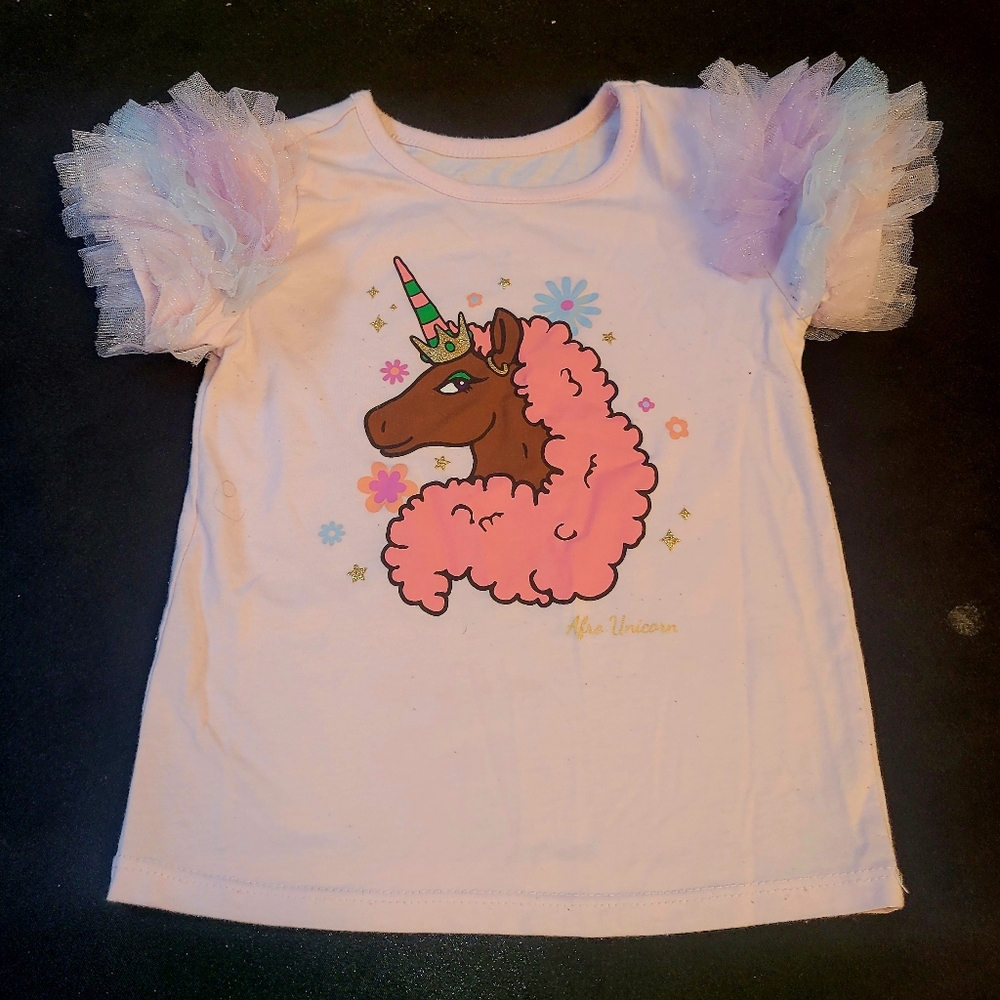 Toddler Girl Ruffle Shoulder Unicorn Design